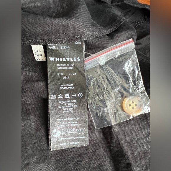 Whistles Women's Black Anita Button-Through Belted A-Line Dress Size US 2 - Picture 12 of 16